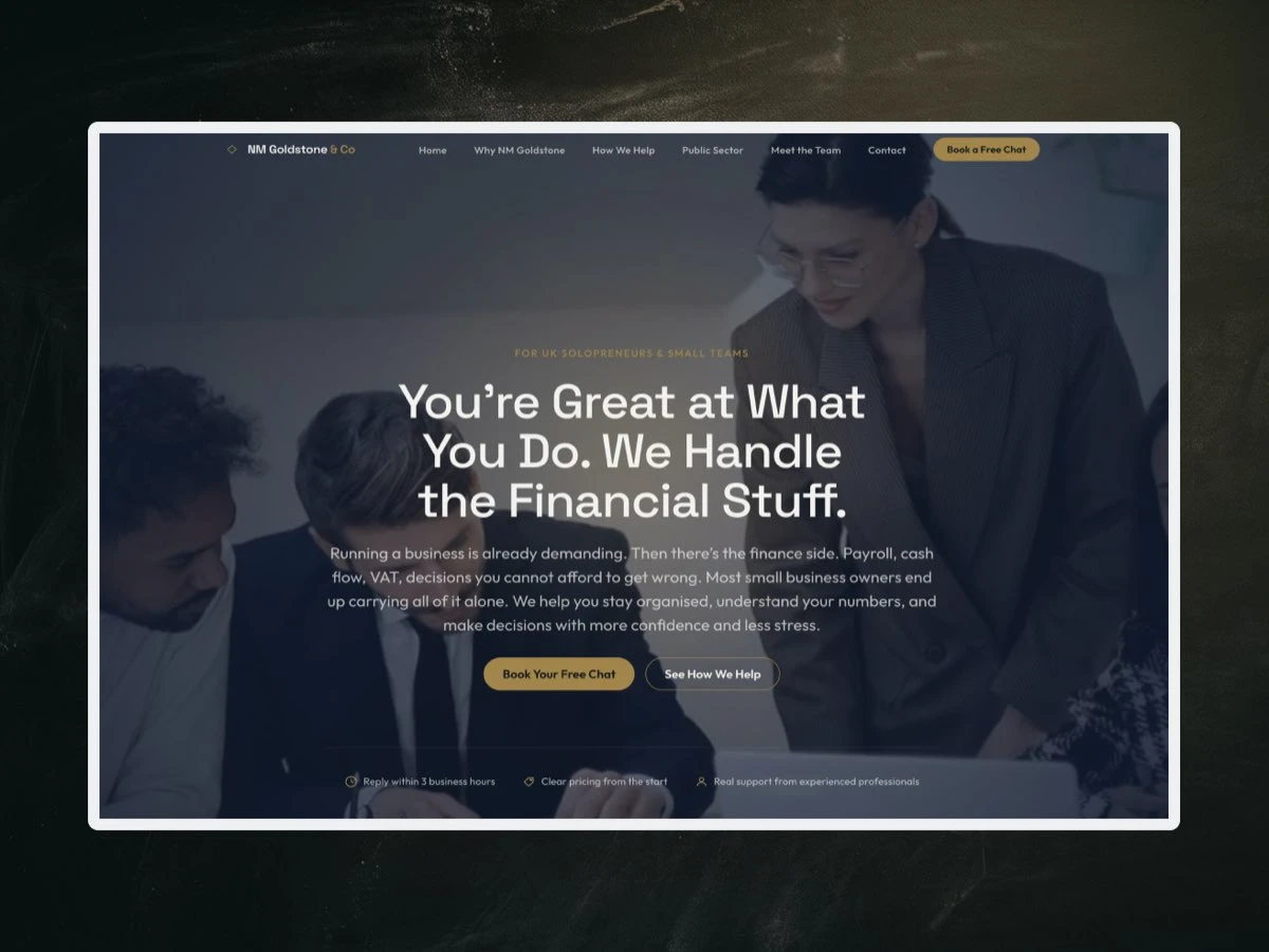 NM Goldstone accountancy website homepage