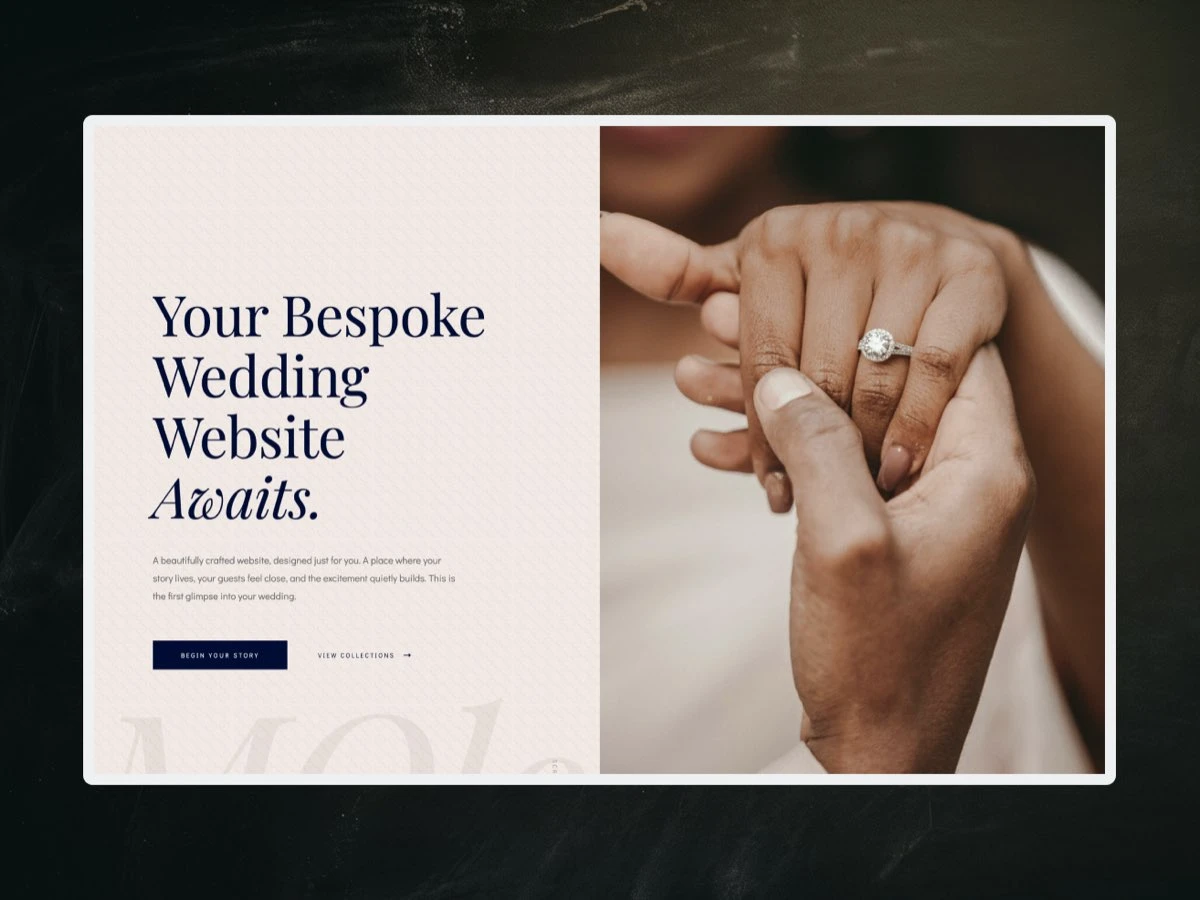 Mo-love bespoke wedding website homepage