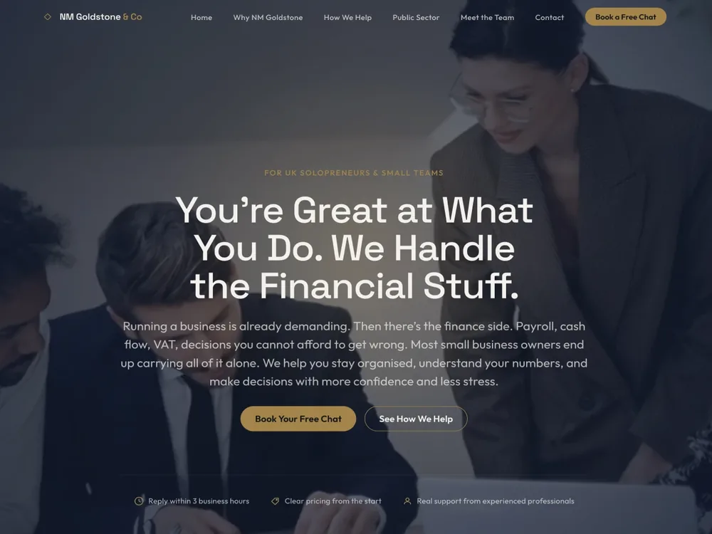 NM Goldstone accountancy firm website homepage