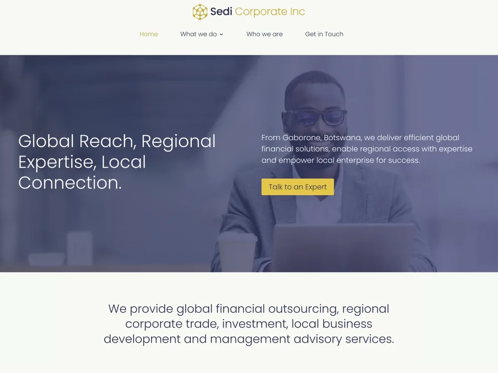 Sedi Corp Africa global financial outsourcing website homepage
